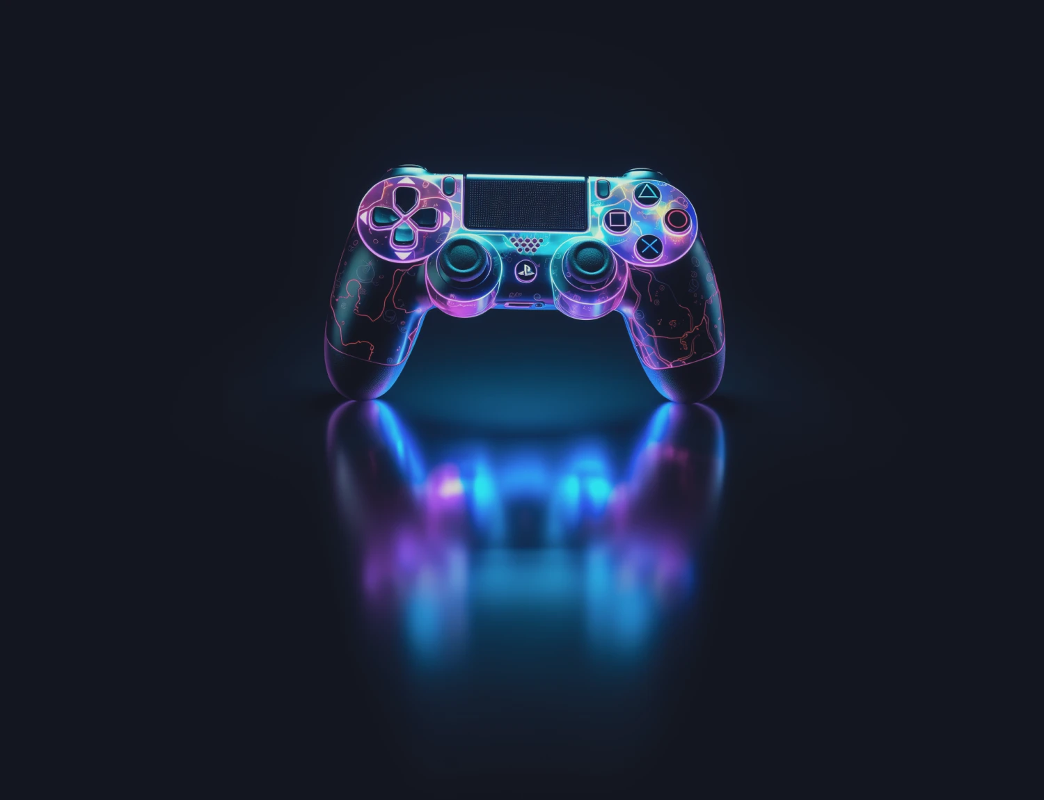 AI-generated Playstation controller in a cyberpunk style